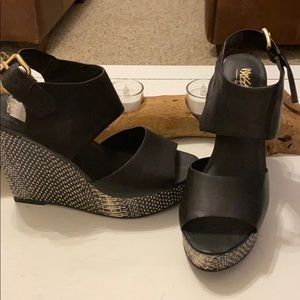 Black high heeled shoes